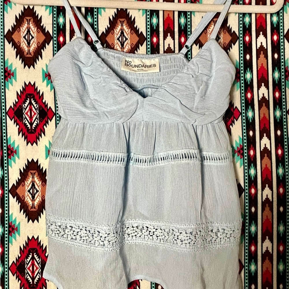 No Boundaries Sky Blue Smocked Top